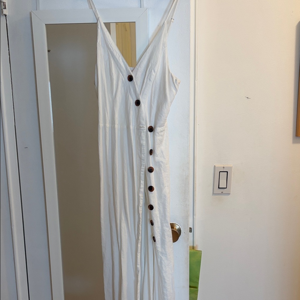 Urban Outfitters White Button-Down Spaghetti Strap Maxi Dress